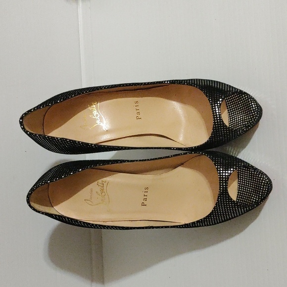 Christian Louboutin Two Tone Suede Peep Toe Pumps Size EU 36,5 US 6,5 - Picture 10 of 11